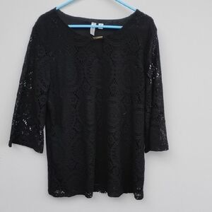 Tacera Black Lace Women's Blouse